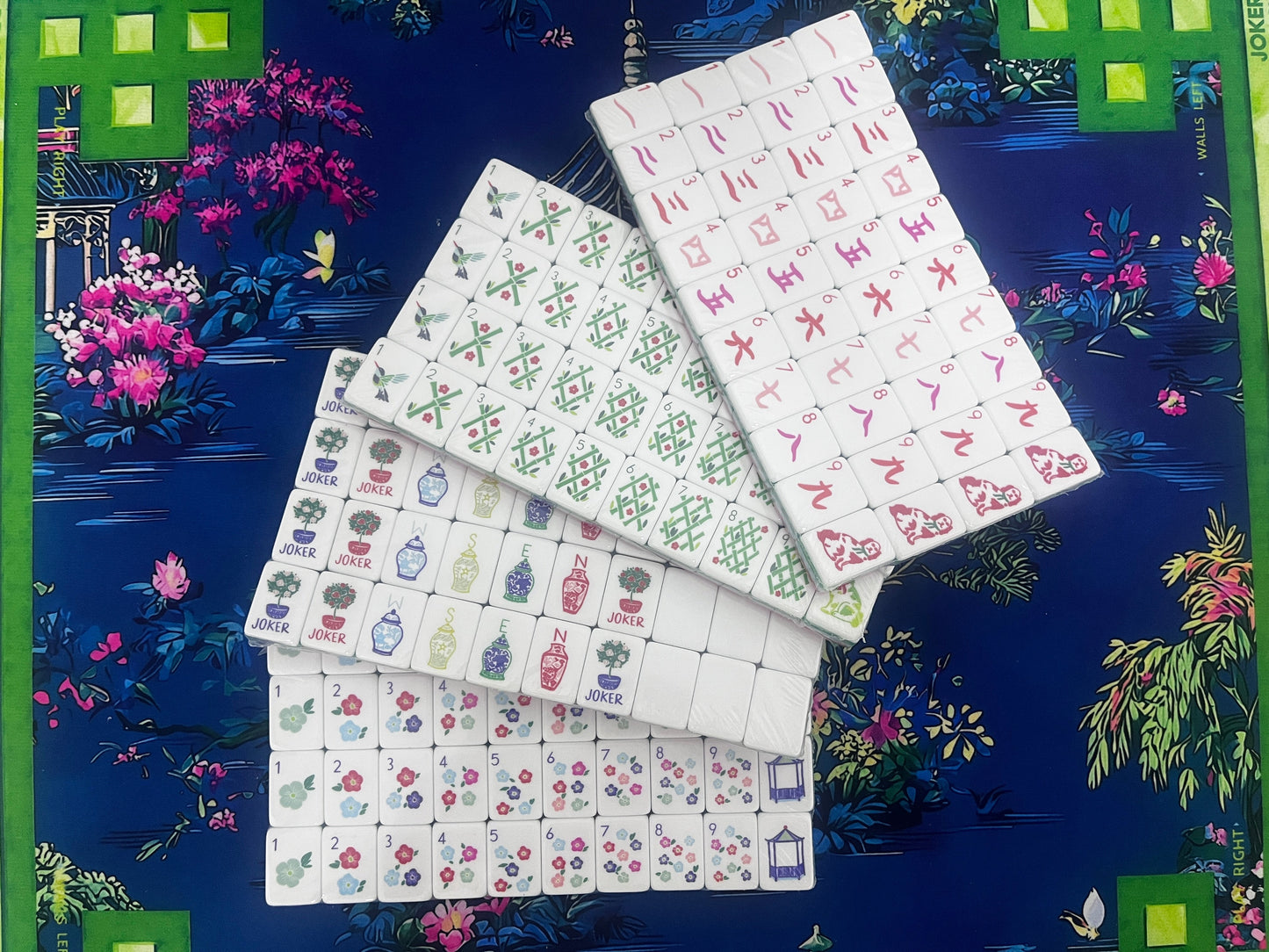 32 Inch 4-Layer Tri-Color American Mahjong Set 160 Tiles | Cute Red Dog Print Standard US Mah Jongg Acrylic Game Set for Ladies Game Night & Holiday Gift
