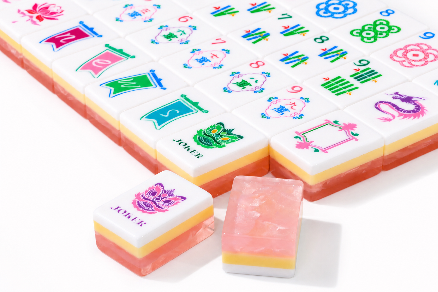 Original Design Pink Layer Resin American Mahjong Set 160 Pieces 32mm Mah Jong Tiles for Family Game Night
