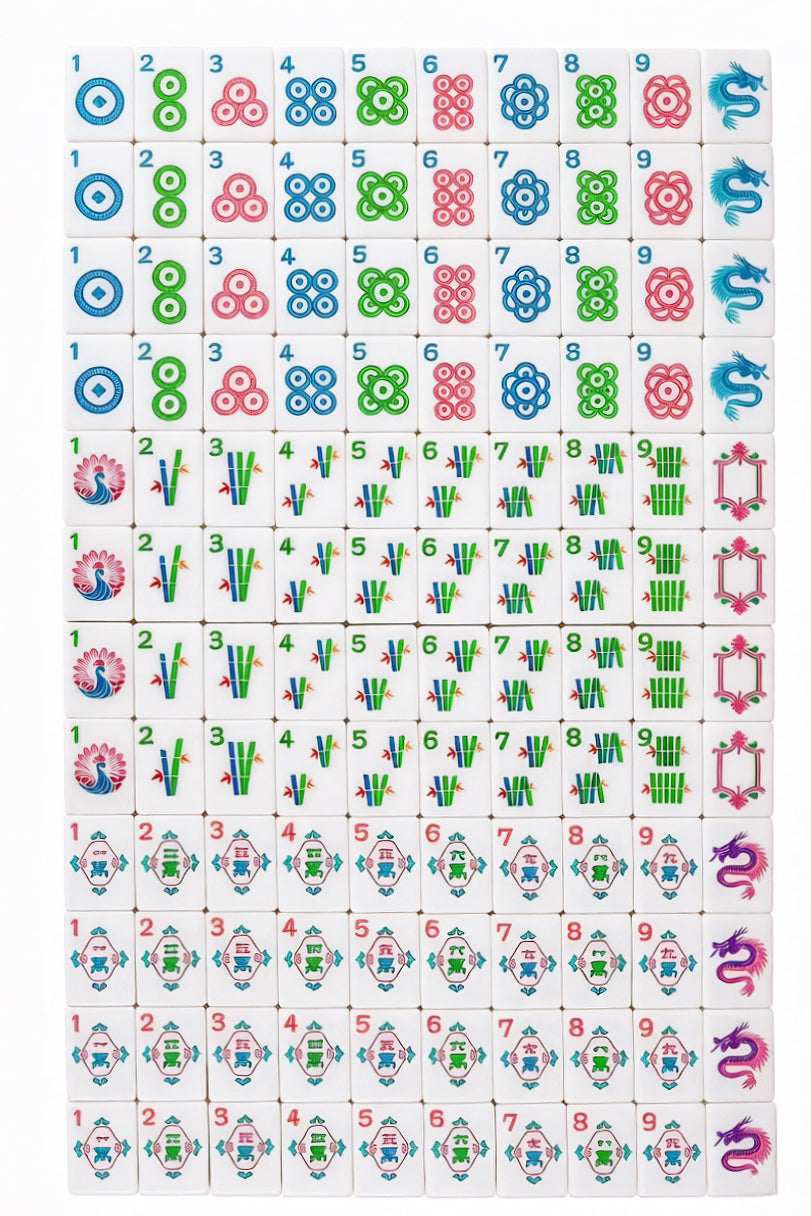 Pink Glitter American Mahjong Set 160 Tiles 32mm | Original Custom Illustrated Mah Jongg Tiles, Lotus & Dragon Pattern Luxury Resin Mahjong Game Set