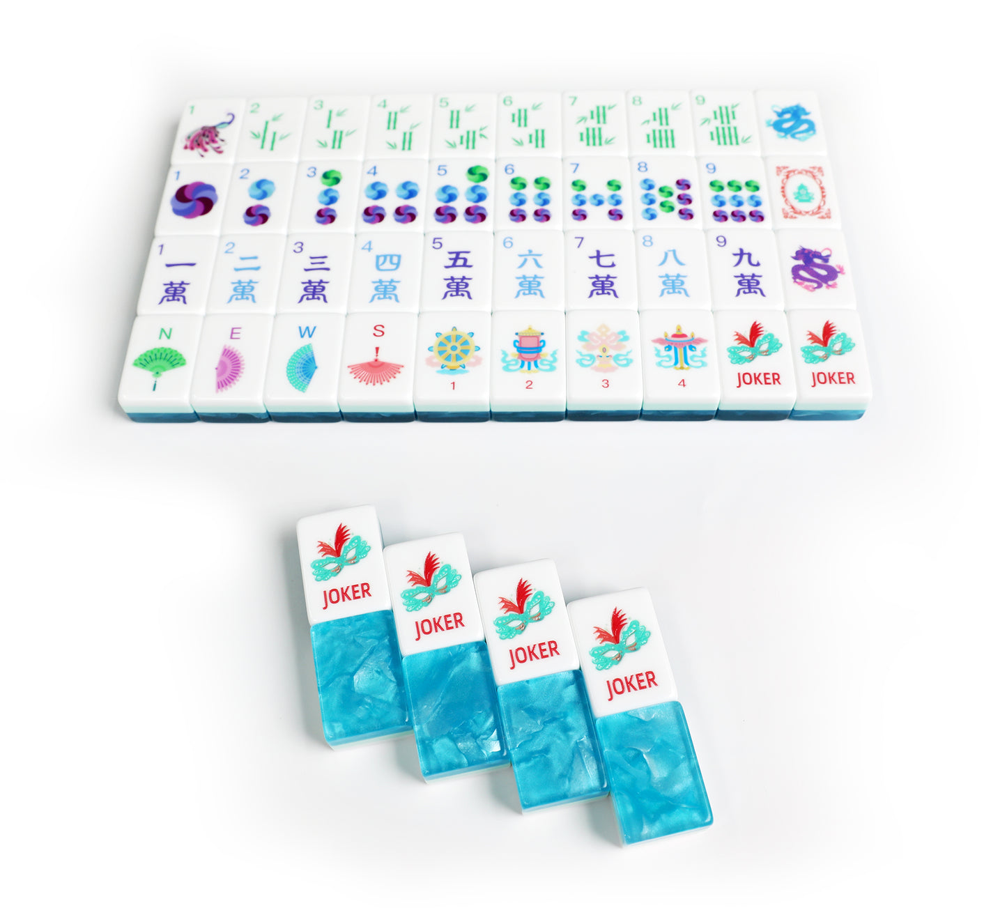 Premium Aqua Blue Marble American Mahjong Set, 160 Tiles 32mm Original Custom US Mahjong Tiles, Complete Western Mahjong Game Set for Home Party