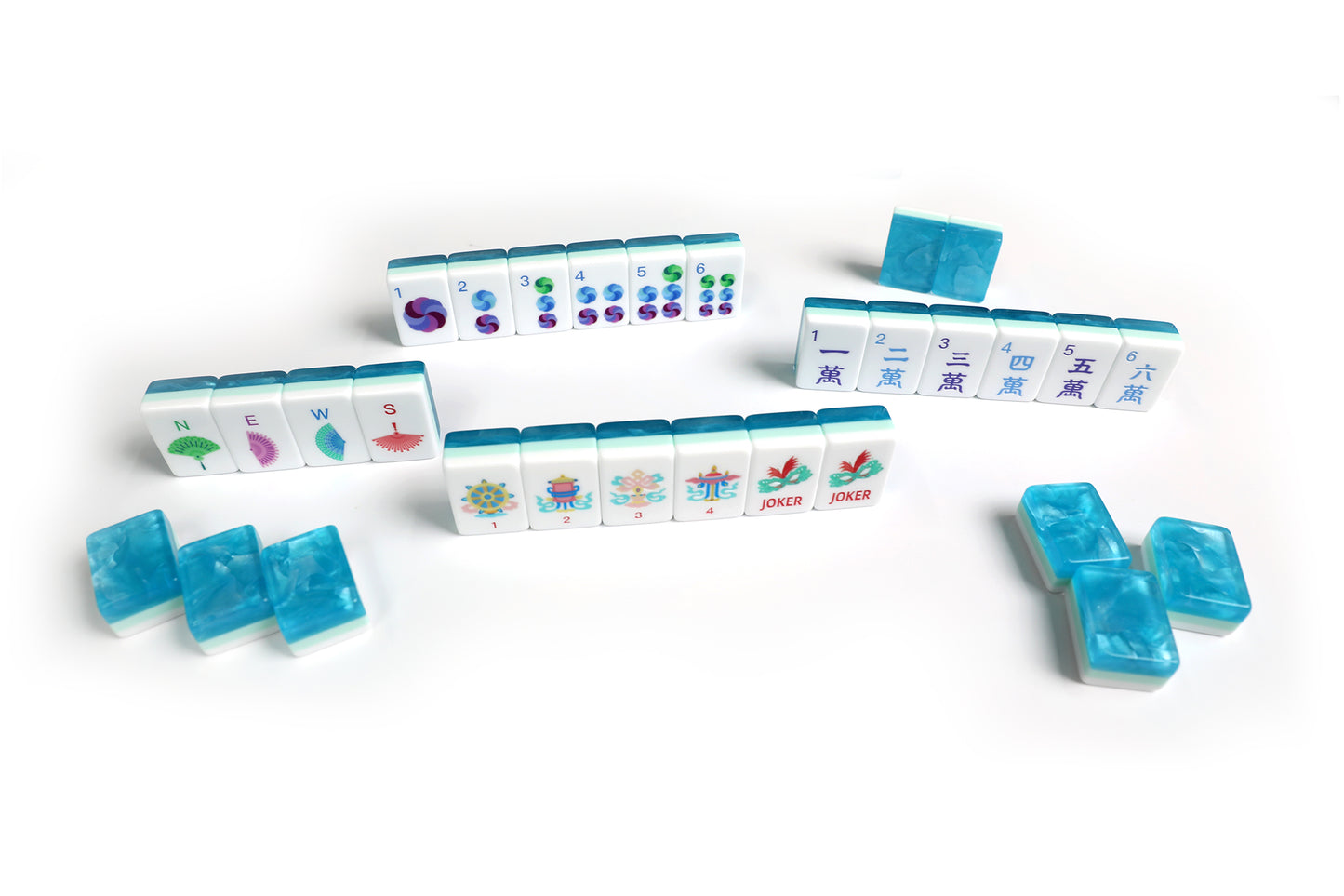 Premium Aqua Blue Marble American Mahjong Set, 160 Tiles 32mm Original Custom US Mahjong Tiles, Complete Western Mahjong Game Set for Home Party