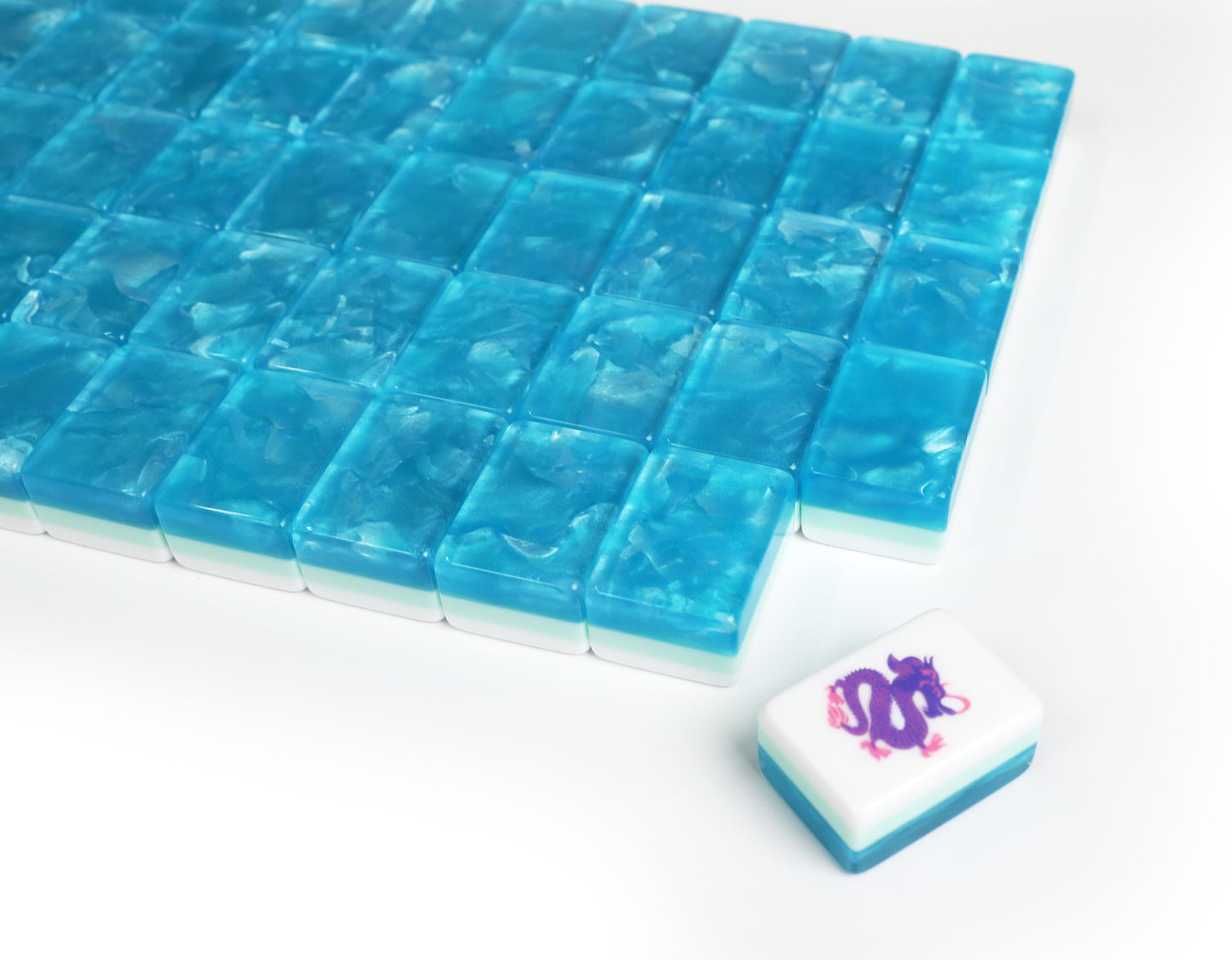 Premium Aqua Blue Marble American Mahjong Set, 160 Tiles 32mm Original Custom US Mahjong Tiles, Complete Western Mahjong Game Set for Home Party