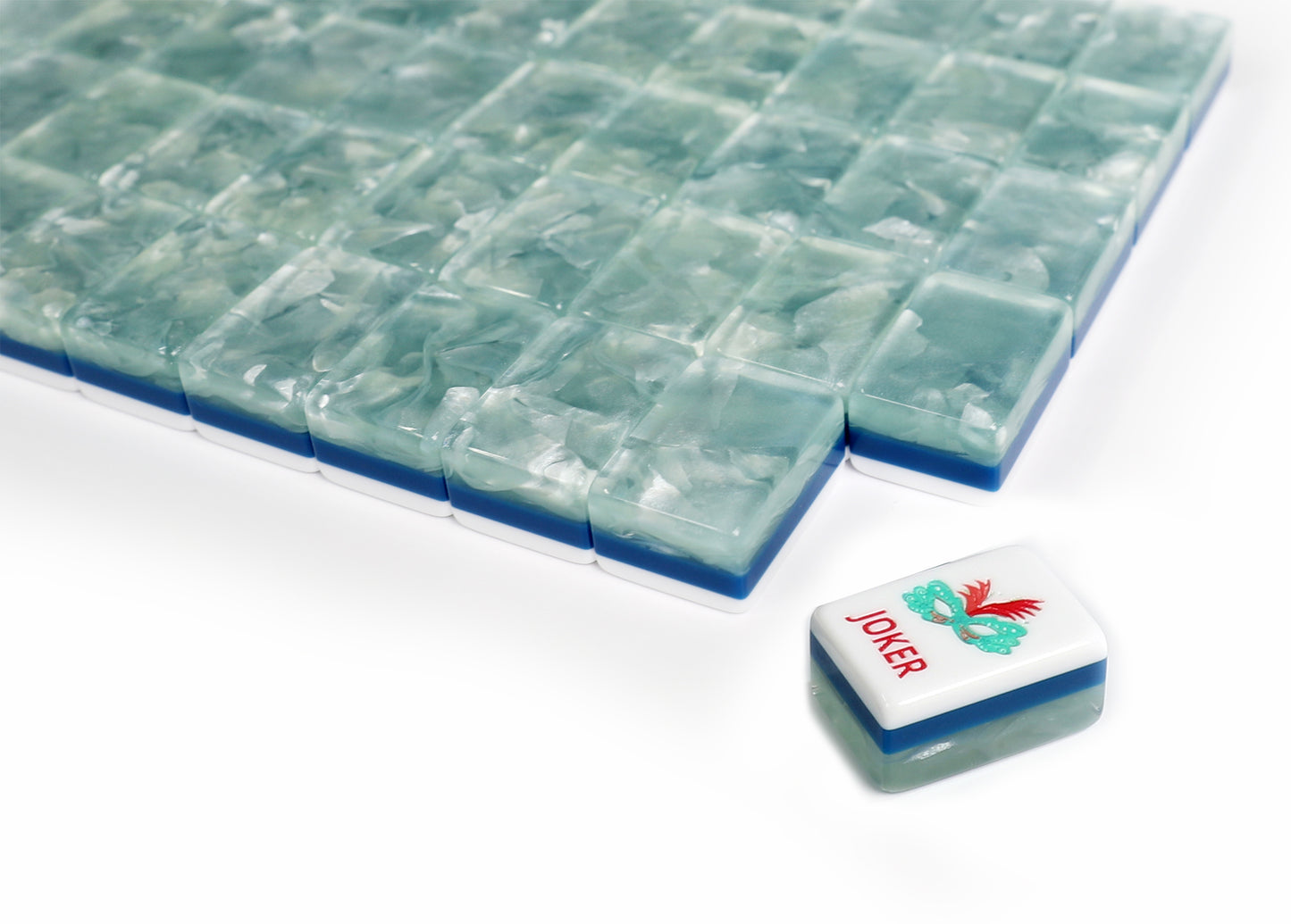 Jade Green Chinese Style American Mahjong Set 160 Tiles, 3-Layer Pearl Marbled Acrylic Mah Jongg with Phoenix, Dragon & 8 Auspicious Symbols Joker Tiles