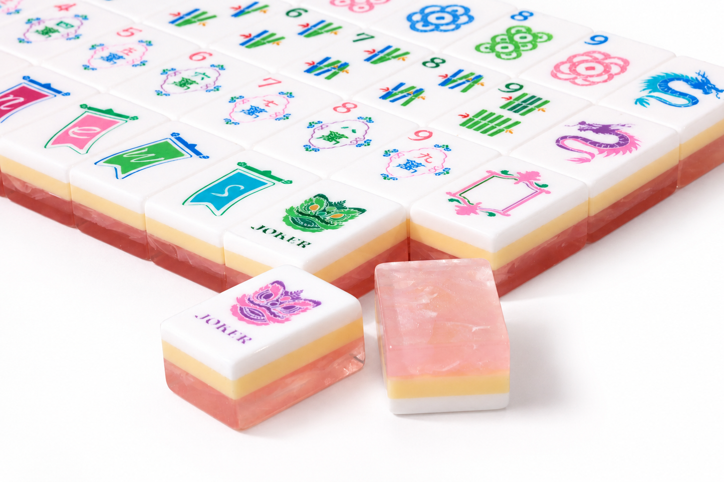 Original Design Pink Layer Resin American Mahjong Set 160 Pieces 32mm Mah Jong Tiles for Family Game Night