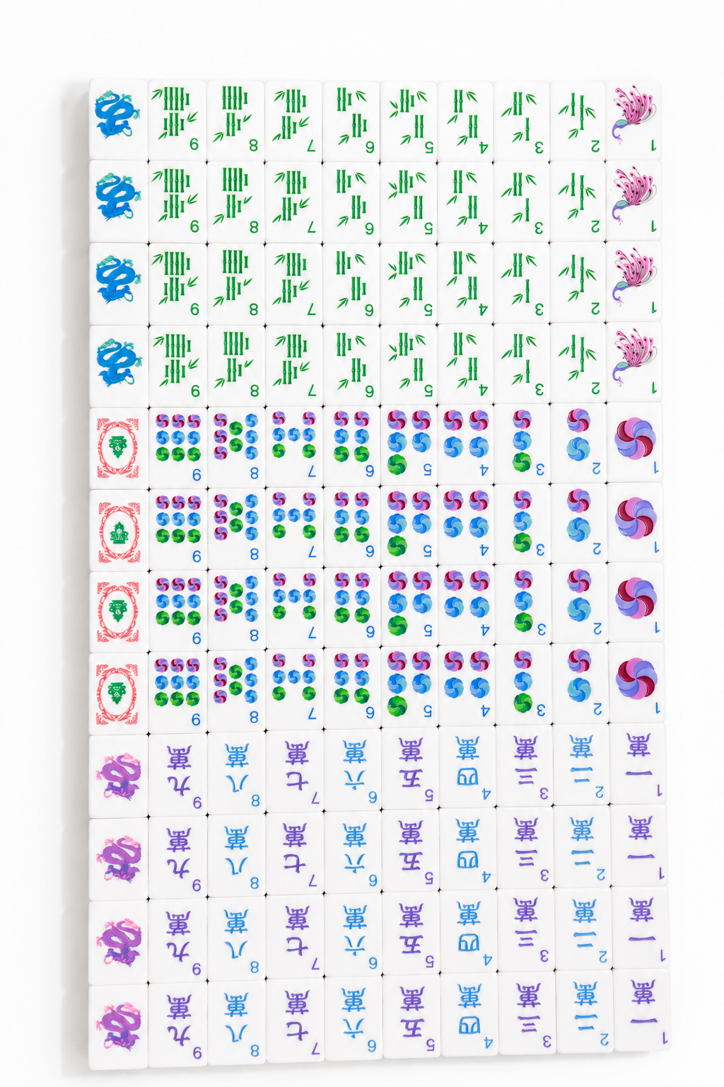 Original Artwork American Mahjong Set 160 Tiles, Luxury 3-Layer Aqua Swirl Resin Mah Jongg with Creative Mask Joker, Dragon & Peacock Custom Illustrated Tiles