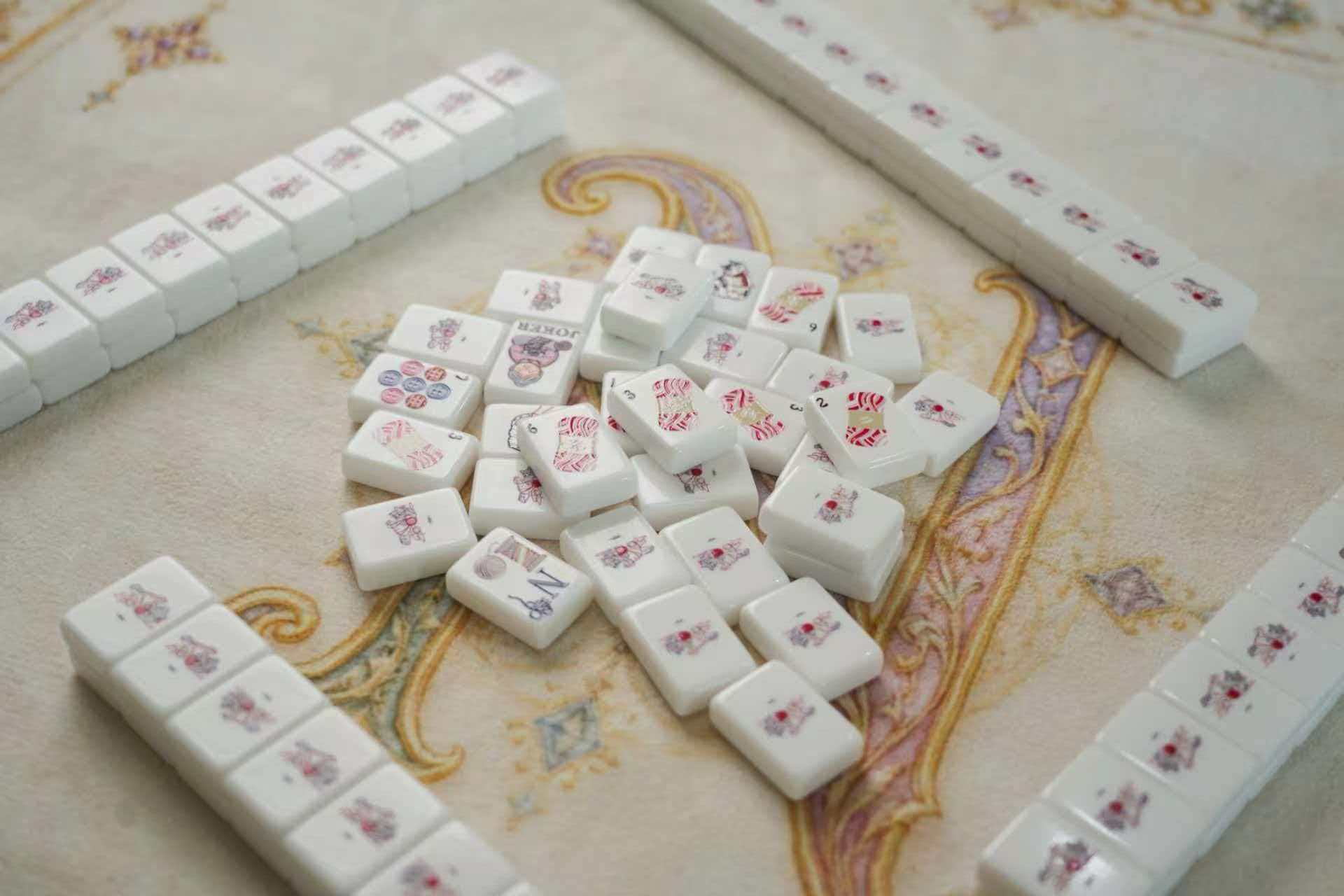 Cute American Mahjong Set - full 160 tiles spread overhead view