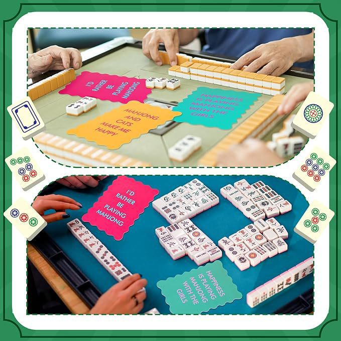 Funny Mahjong Shuffler PVC Cards, Mahjong Tile Shuffle Boards with Cute Slogans, Novelty American Mahjong Accessories Gift for Mahjong Lovers