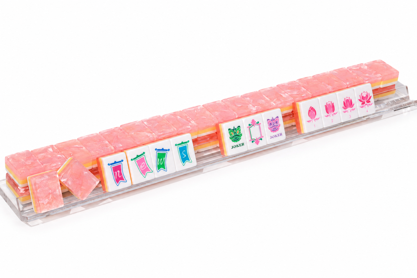 Original Design Pink Layer Resin American Mahjong Set 160 Pieces 32mm Mah Jong Tiles for Family Game Night