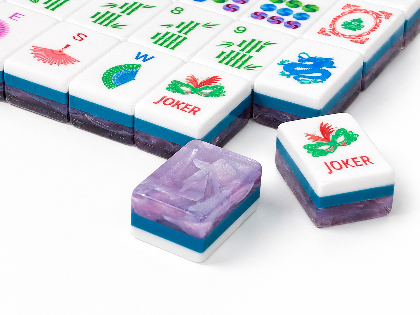 Premium Luxury American Mahjong Set 160 Tiles 32 Inch, 3-Layer Shimmer Purple Acrylic Mahjong Tiles, Unique Original Artwork Western Mahjong Game Perfect Gift for Mahjong Lovers