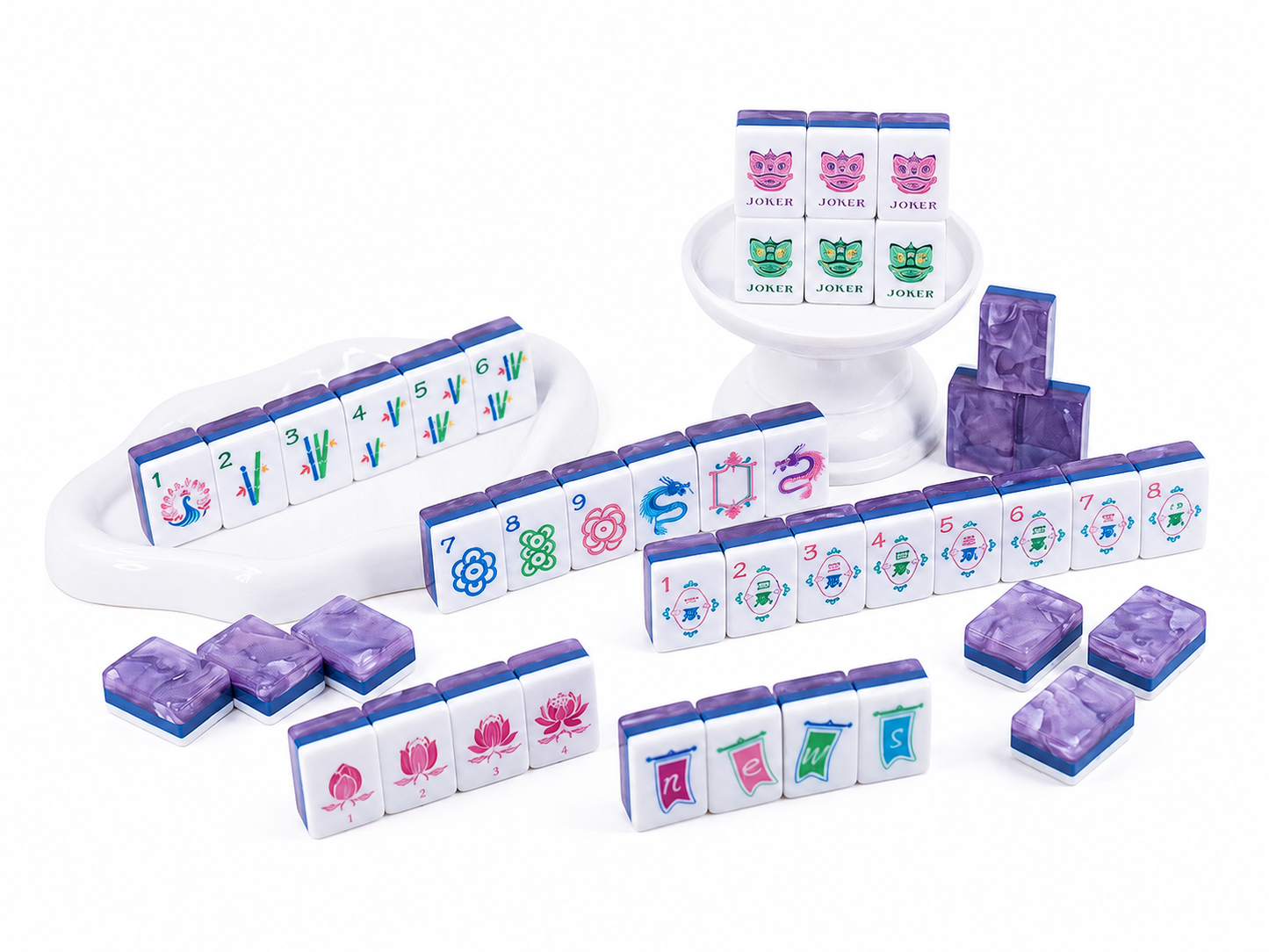 Luxury Original Purple Swirl Marble American Mahjong Set | Standard 160 Color Illustrated Mahjong Tiles, NMJL Compliant Western Mah Jongg Game Kit for Home Party & Gift