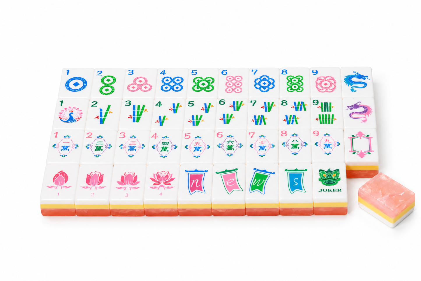 Original Design Pink Layer Resin American Mahjong Set 160 Pieces 32mm Mah Jong Tiles for Family Game Night