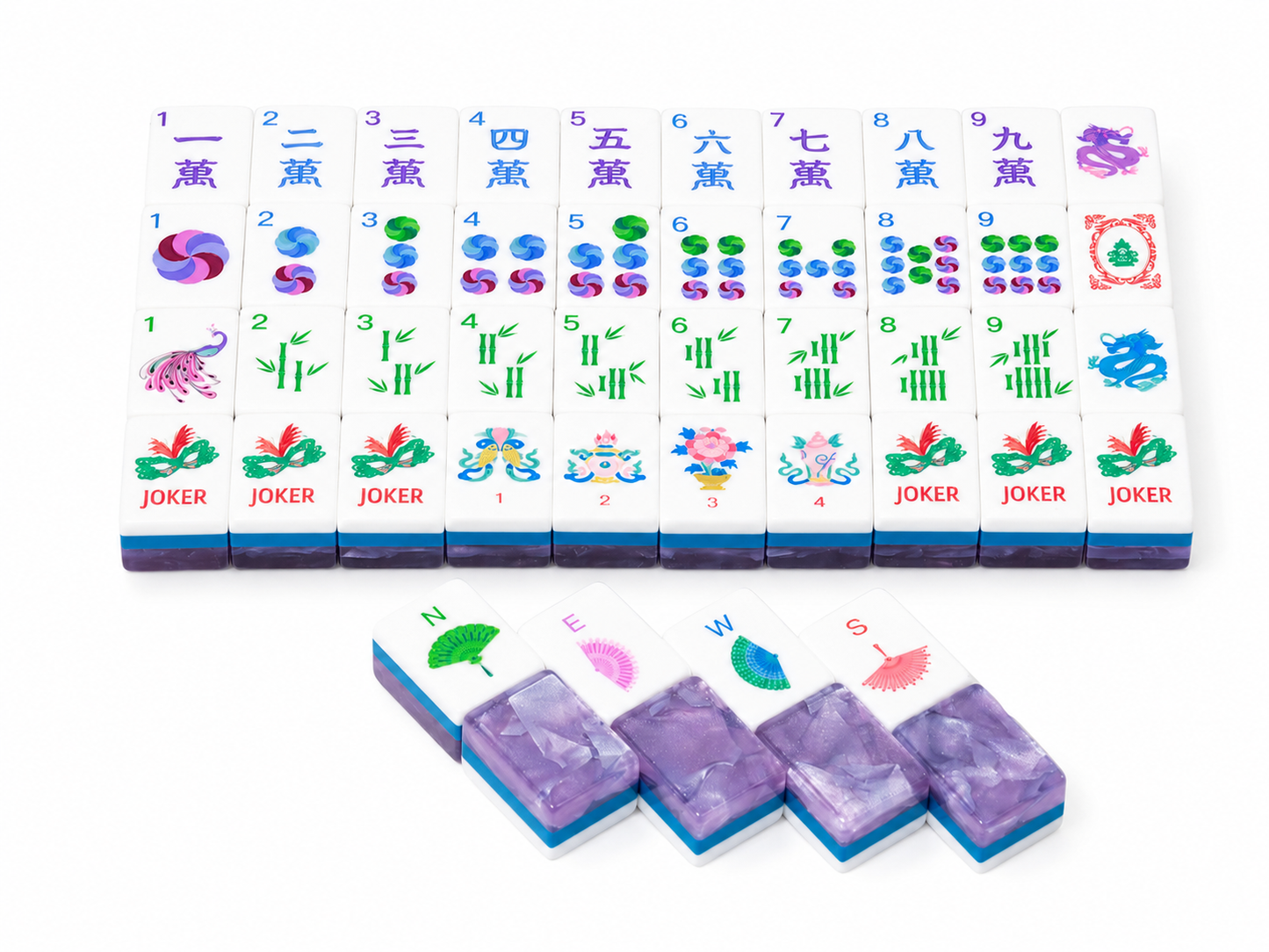 Premium Luxury American Mahjong Set 160 Tiles 32 Inch, 3-Layer Shimmer Purple Acrylic Mahjong Tiles, Unique Original Artwork Western Mahjong Game Perfect Gift for Mahjong Lovers