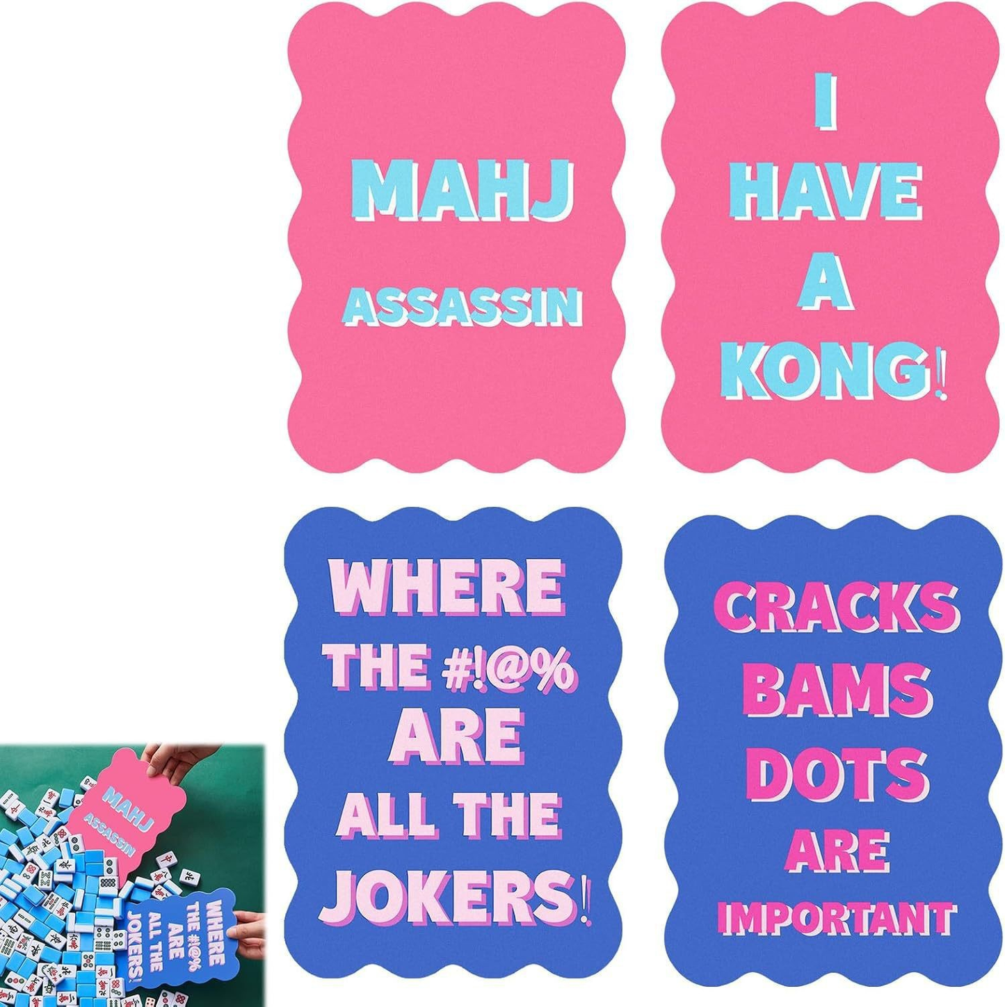 Funny Mahjong Shuffler PVC Cards, Mahjong Tile Shuffle Boards with Cute Slogans, Novelty American Mahjong Accessories Gift for Mahjong Lovers