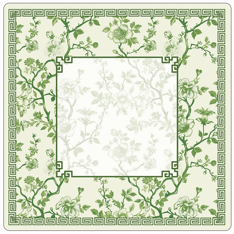 American Mahjong Mat 80cm Square Chinoiserie Floral Pattern, Thick Rubber Non Slip Mahjong Table Pad, Noise Reduction Mahjong Game Cover