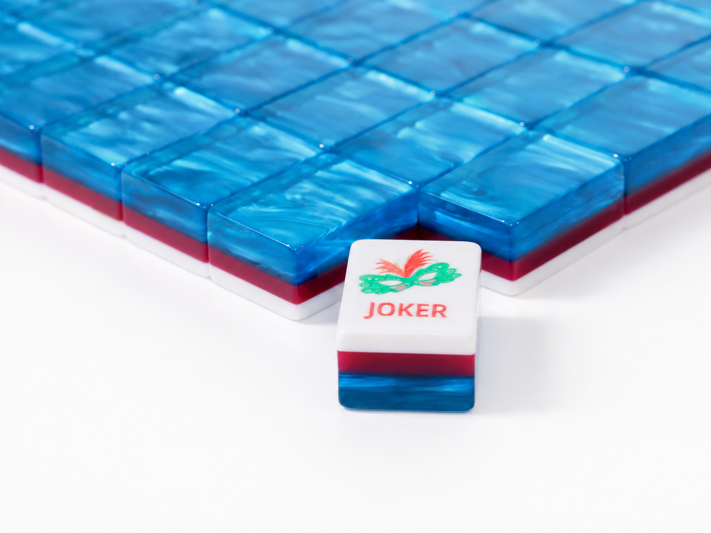 Original Artwork American Mahjong Set 160 Tiles, Luxury 3-Layer Aqua Swirl Resin Mah Jongg with Creative Mask Joker, Dragon & Peacock Custom Illustrated Tiles