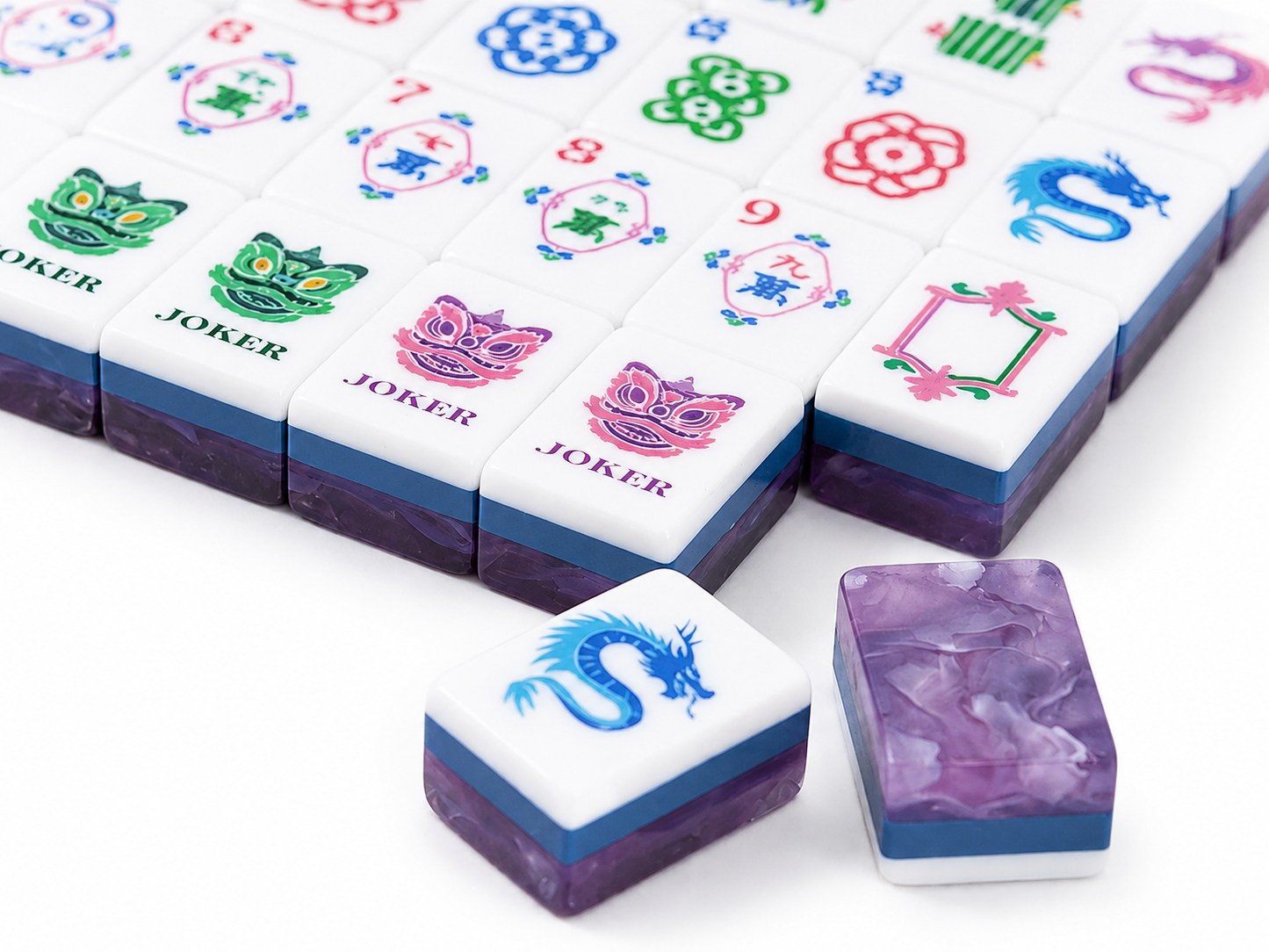 Luxury Original Purple Swirl Marble American Mahjong Set | Standard 160 Color Illustrated Mahjong Tiles, NMJL Compliant Western Mah Jongg Game Kit for Home Party & Gift