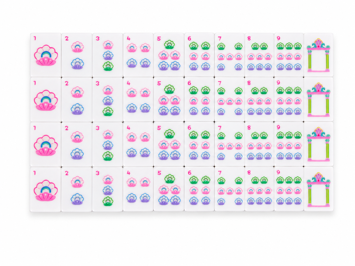 Purple Marbled American Mahjong Set 160 Tiles 32mm Large Size Tropical Flamingo Hawaiian Hand Painted Mah Jongg Game Set for Party Home Play