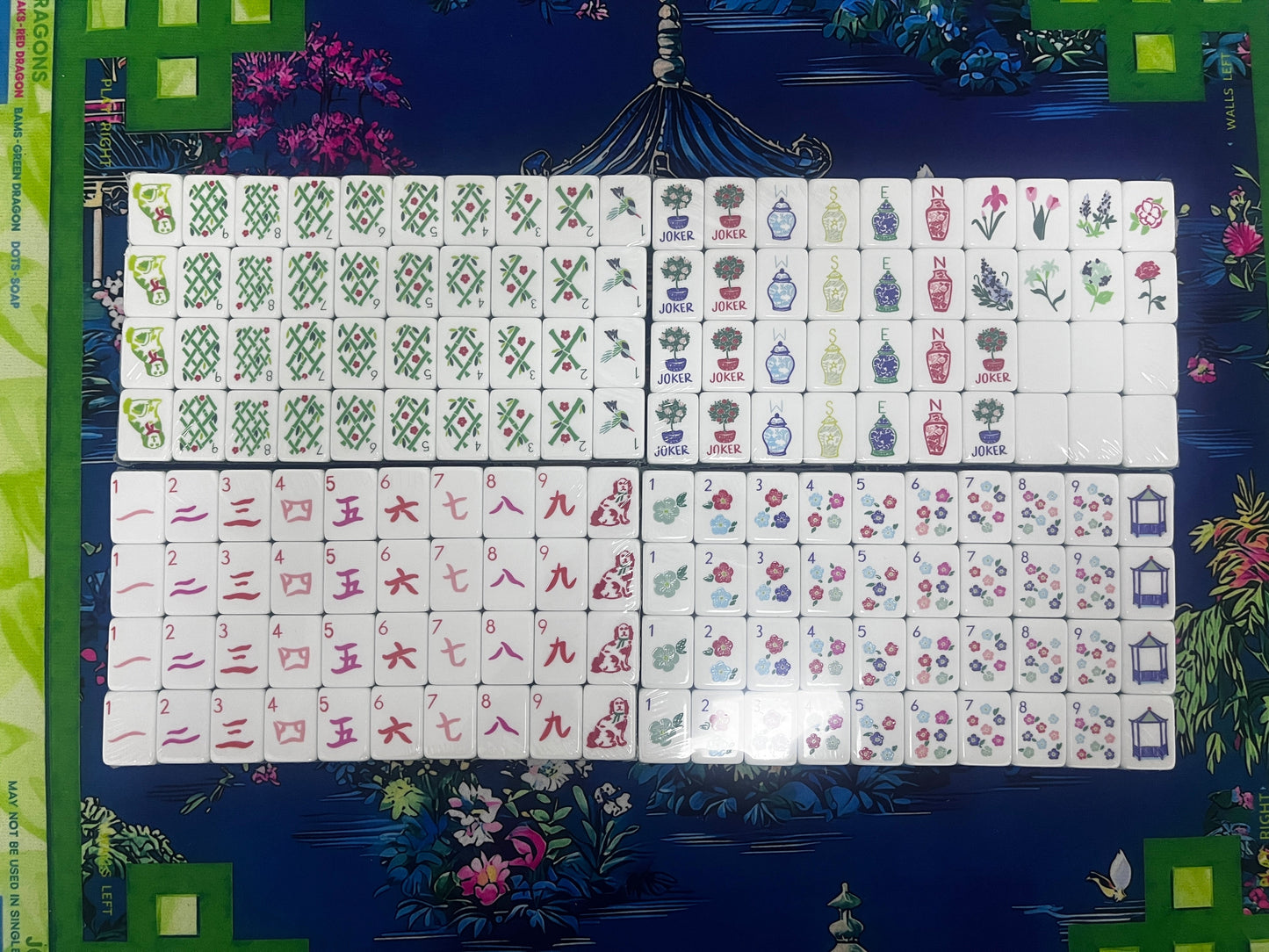 32 Inch 4-Layer Tri-Color American Mahjong Set 160 Tiles | Cute Red Dog Print Standard US Mah Jongg Acrylic Game Set for Ladies Game Night & Holiday Gift