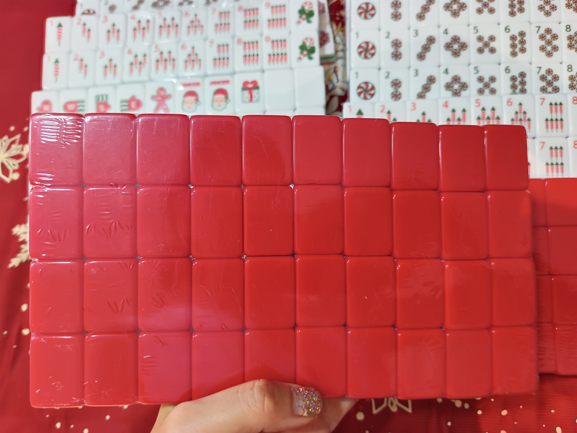 Christmas American Mahjong Set - holiday themed tiles full set display