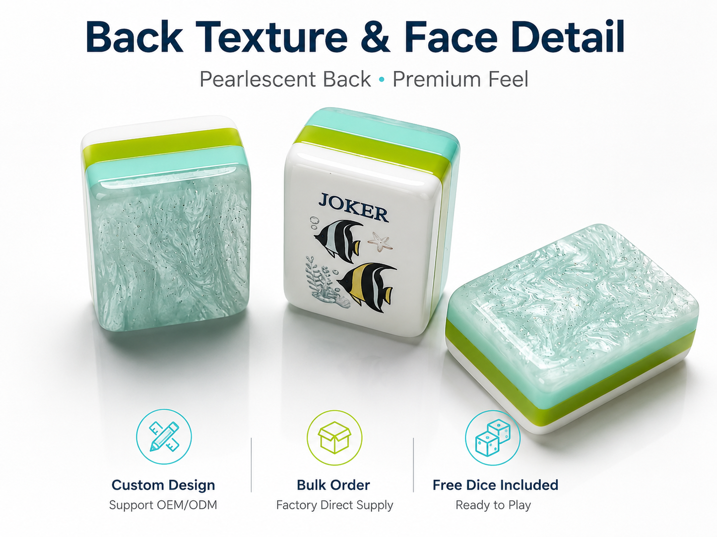 Original Ocean Coral Fish Themed American Mahjong Set 160 Pcs | Luxurious Sparkling Pearlescent Premium Tile Back, Sea Life Custom Artwork, Ocean Style Game Kit For Gifting & Home Game Night