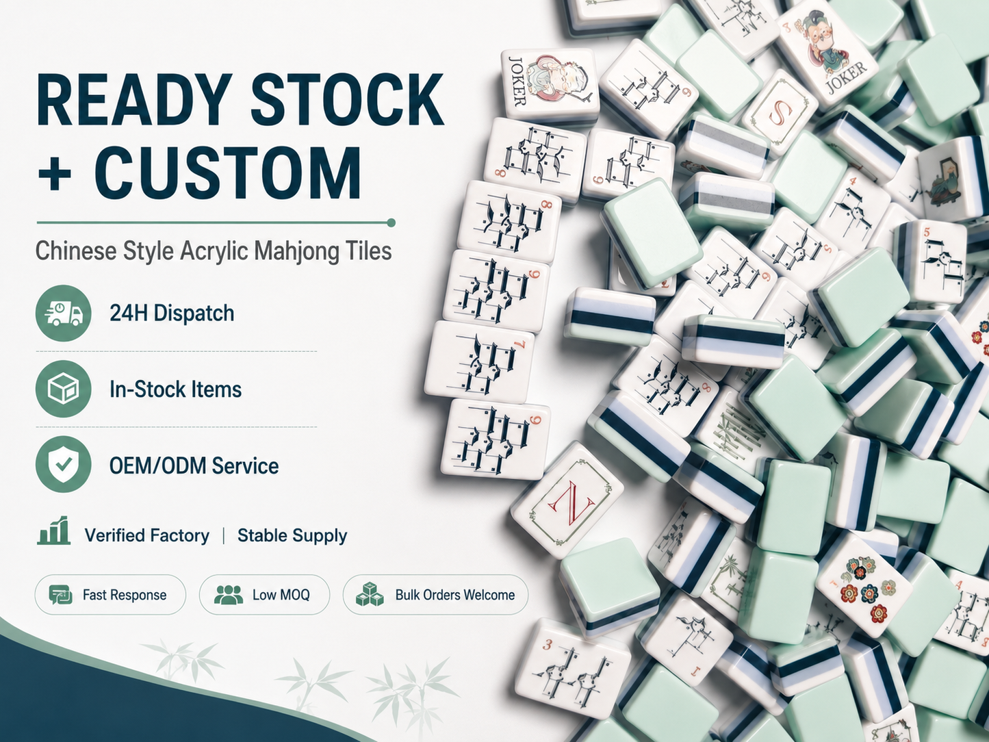 Chinese Art Style Acrylic American Mahjong Set 160 pcs| Original Design