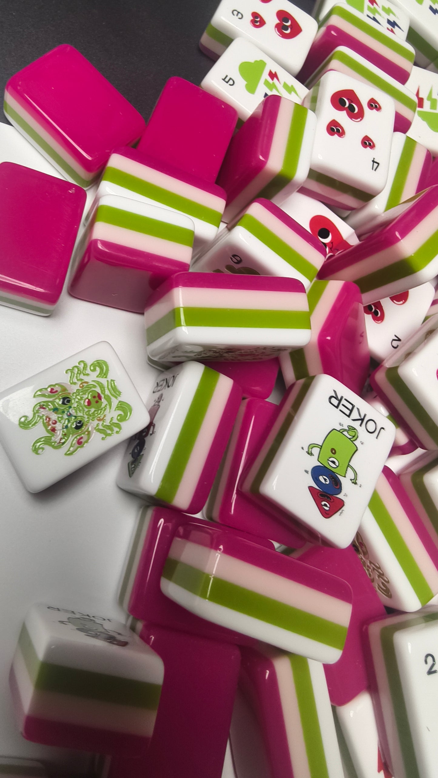 Original Mood Storm American Mahjong Set 32 Inch | 160 Tiles with Fun Emotion Art, 4-Layer Pink Green White Structure, Premium Tabletop Game Gift for Game Night