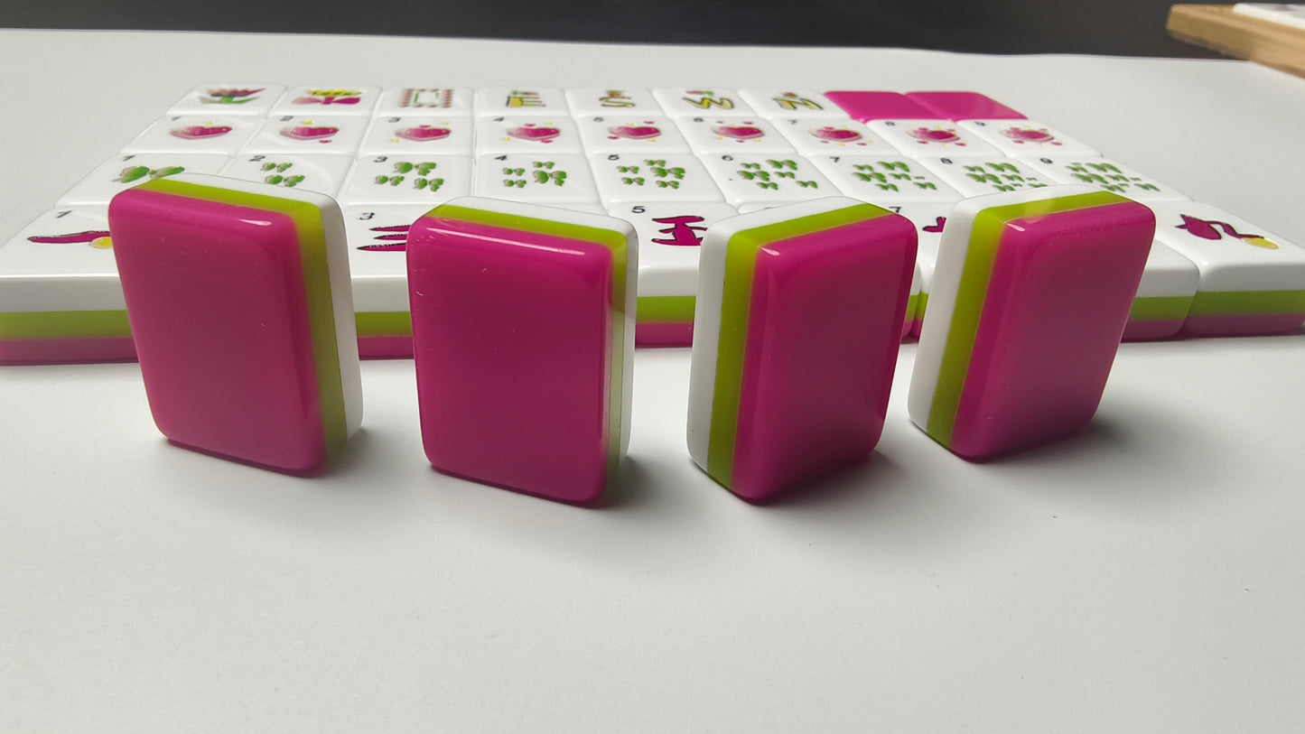 Sweet Rose Heart American Mahjong Set 32 Inch | 160 Tiles with Original Heart & Flower Art, 3-Layer Pink Green White Tiles, Premium Tabletop Game Gift