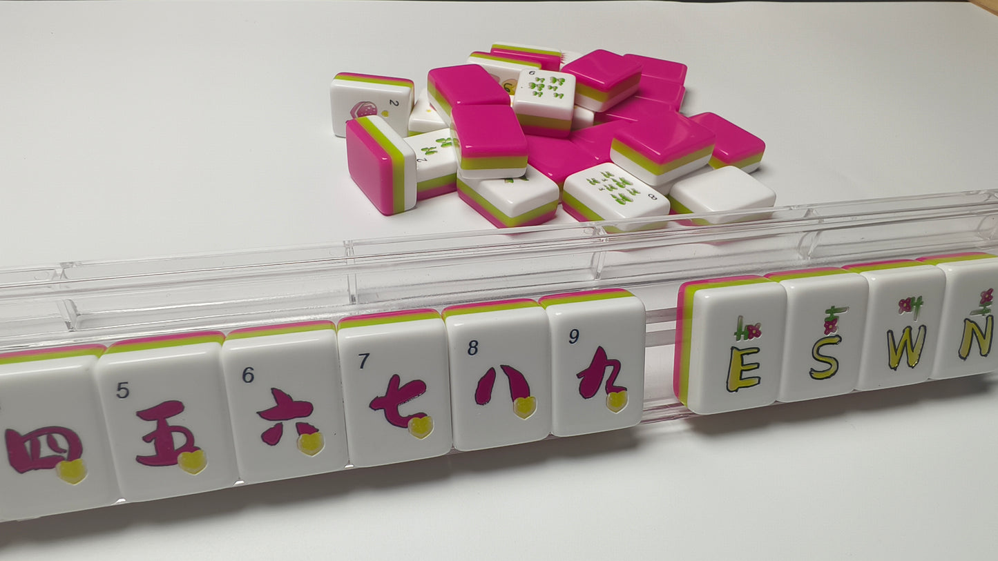 Sweet Rose Heart American Mahjong Set 32 Inch | 160 Tiles with Original Heart & Flower Art, 3-Layer Pink Green White Tiles, Premium Tabletop Game Gift
