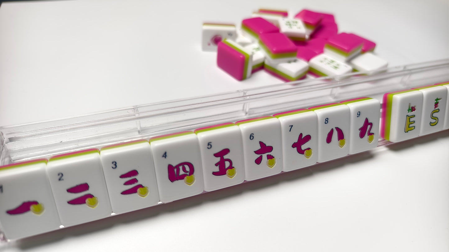 Sweet Rose Heart American Mahjong Set 32 Inch | 160 Tiles with Original Heart & Flower Art, 3-Layer Pink Green White Tiles, Premium Tabletop Game Gift