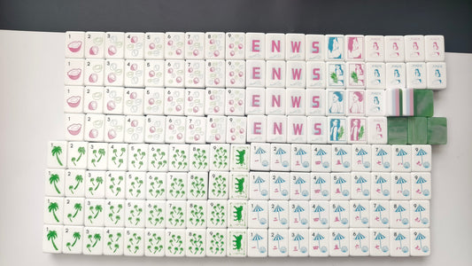 Original Jade Women American Mahjong Set 32 Inch | 160 Tiles with Special Jade Texture Back, 4-Layer Pink Green White Structure, Premium Tabletop Game Gift