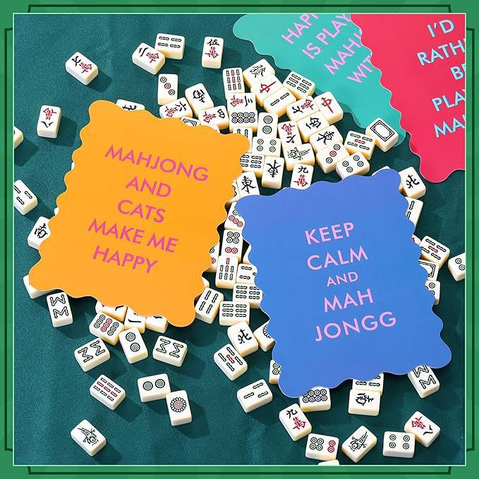 Funny Mahjong Shuffler PVC Cards, Mahjong Tile Shuffle Boards with Cute Slogans, Novelty American Mahjong Accessories Gift for Mahjong Lovers