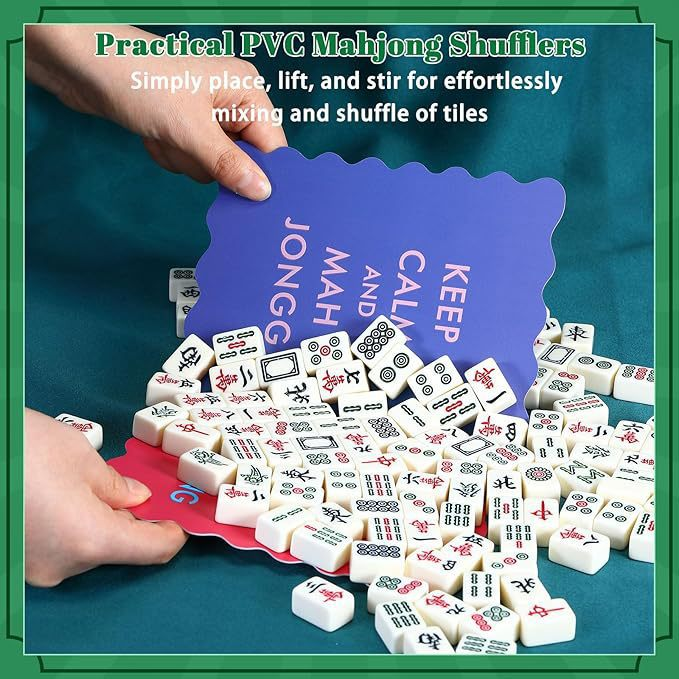 Funny Mahjong Shuffler PVC Cards, Mahjong Tile Shuffle Boards with Cute Slogans, Novelty American Mahjong Accessories Gift for Mahjong Lovers