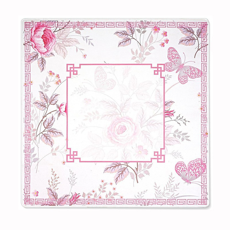 American Mahjong Mat 80cm Square Chinoiserie Floral Pattern, Thick Rubber Non Slip Mahjong Table Pad, Noise Reduction Mahjong Game Cover