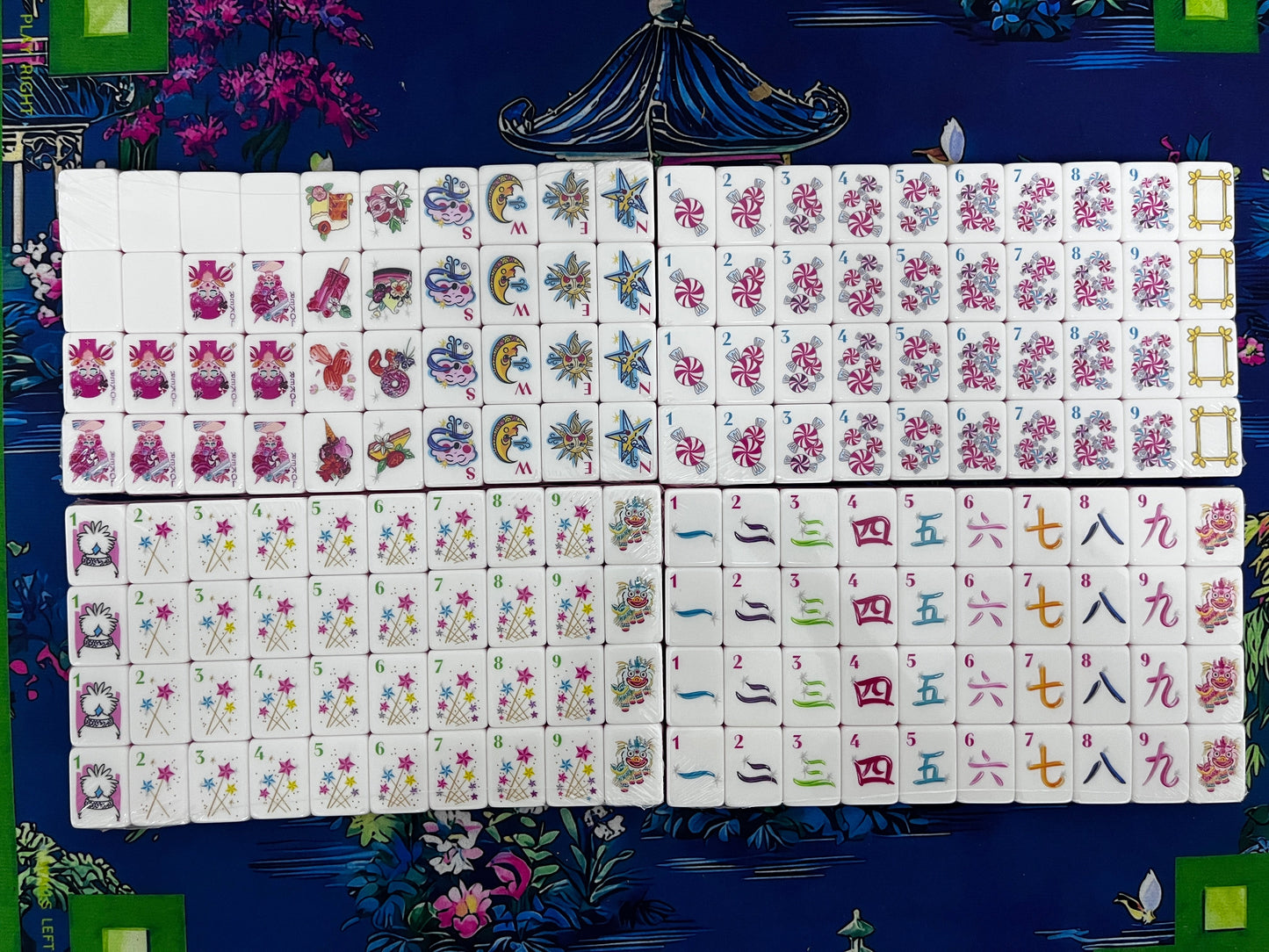 Pink Gradient American Mahjong Set 160 Tiles | Candy Cute Design Portable US Mah Jongg Game for Ladies Party Home Game Night
